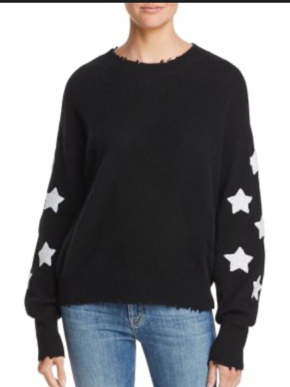 Aqua star‎ sleeve cashmere distressed sweater medium